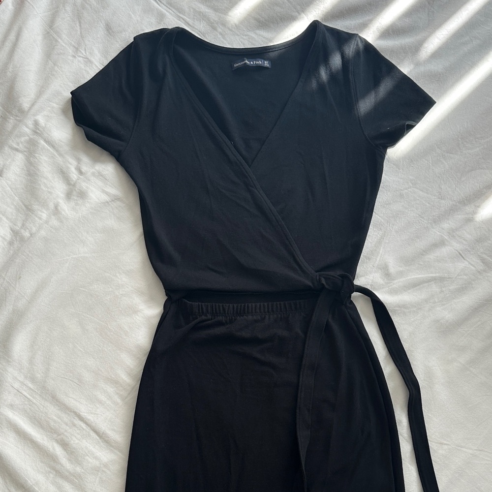Abercrombie & Fitch Black Wrap Dress